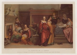 The Nativity of the Virgin, Fresco Painting in the Cloister of the Annunziata in Florence by Andrea del Sarto