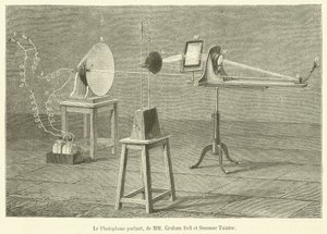 The Talking Photophone, by MM Graham Bell and Summer Tainter (engraving) by French School
