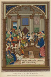 King Rene and His Court of Music (chromolitho) by French School