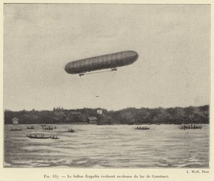 The Zeppelin Balloon Evolving Above Lake Constance (engraving)