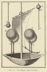 The Flying Boat of Lana (engraving) by French School