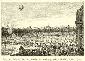 The Tuileries Garden on December 1, 1783, Second Aerial Voyage of MM Charles and Robert the Younger by French School