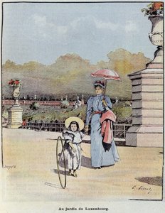 The Luxembourg Garden - in “The Little Frenchman illustrated” of 21/07/1900 by French School