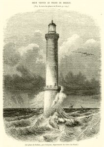 The Lighthouse of Brehat, near Treguier, Department of Cotes-du-Nord (engraving) by French School