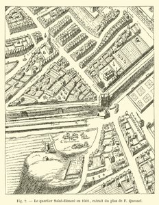 Saint-Honore District in 1608, Extract from the F. Quesnel Plan by French School