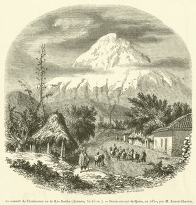 The Summit of Chimborazo Seen from Rio-Bamba, Distance, 32 km (engraving) by French School