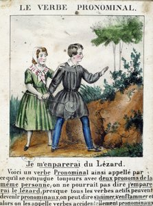Lesson on Pronominal Verbs - in La grammaire en images, leaflet album, circa 1850