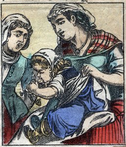 Lemuel Gulliver at the Payx des Gants de Brobdingnag. Illustration for "Gulliver