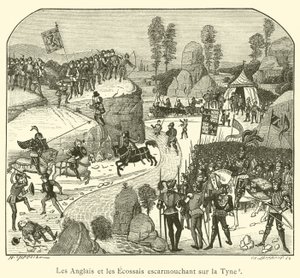 The English and the Scots skirmishing on the Tyne by French School