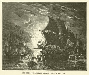 The English Fire Ships Attacking the Armada (engraving)