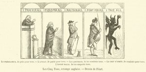 The Five Towers, English Print (engraving) by French School