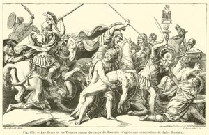 The Greeks and the Trojans around the Body of Patroclus (engraving) by French School