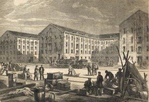 The docks of Rouen in 1866 - engraving by French School
