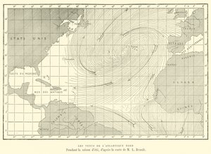 The Winds of the North Atlantic During the Summer Season by French School