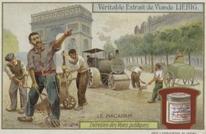 Liebig card featuring road maintenance
