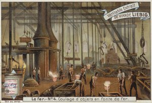 Liebig card featuring the iron industry