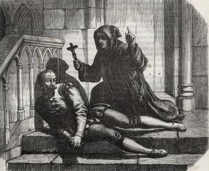 Locked in the Tower of London, he only came out to climb the scaffold: Chancellor Thomas More (1478-1535) in prison because he refused to grant the royal seal to the marriage of King Henry VIII (1491-1547) to Anne Boleyn by French School