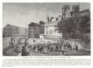 Looting of the Palace of the Archbishop of Paris, 15 February 1831 by French School