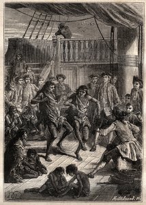 Louis Antoine, Count of Bougainville (1729-1811) received the inhabitants of the Bay Fortescue (Detroit of Magellan) in his boat 