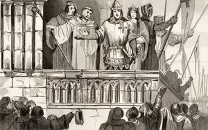 Louis VII the Young raises support for the Second Crusade in 1144, from 