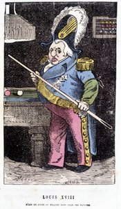 Louis XVIII playing billiards by French School