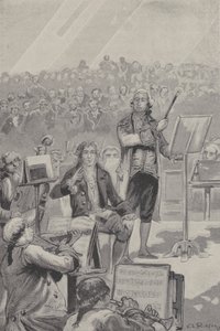 Ludwig van Beethoven Conducting an Orchestra Despite His Deafness by French School