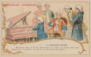Ludwig van Beethoven playing at the piano at the age of 17 by French School