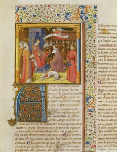 Raoul de Presles Presenting his Translation to Charles V from La Cite de Dieu by St. Augustine, translated by Raoul de Presles c.1400-50 by French School