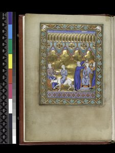 David, Enthroned, Sends Solomon to Sadoc and Nathan Who Crown and Anoint Him, from the Psalter and Hours of Isabella of France, Paris, c.1265-70