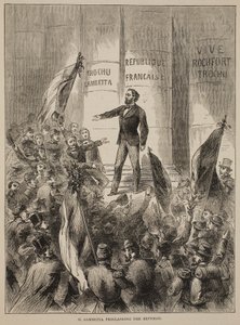 M. Gambetta proclaiming the Republic, September 1870, illustration from Cassells History of the War between France and Germany, 1870-1871 by French School