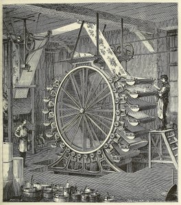 Machine for Printing Wallpaper in up to Twenty Colours, pub. 1873 engraving, 1873 by French School
