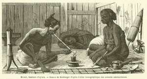 Malays, opium smokers by French School