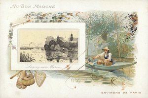 Man Fishing on Lake by French School