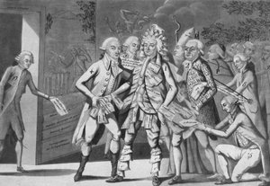 Man in assignates: group of deputies seeking a Brissoter (Jacques Pierre Brissot de Warville 1754-1793) Anonymous. Print. 1791 by French School