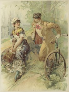 Man on Bicycle Propositioning Maid by French School
