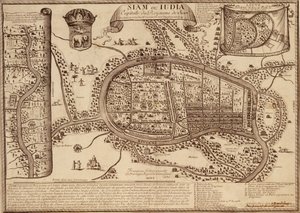 Map of Ayutthaya, 1686 by French School