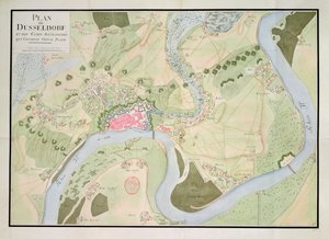 Map of Dusseldorf and fortified encampments by French School
