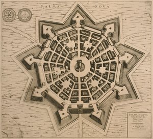 Map of Palmanova, from Les Villes de Venetie, 1704, published by Rutgert Alberts in the Hague