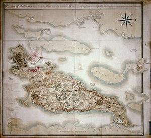 Map of Rhode Island at the time of its occupation 1780-81 by the French Army on the orders of Jean-Baptiste de Vimeur Count of Rochambeau