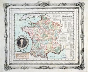 Map of the regions and districts of France, known as the Carte de Necker