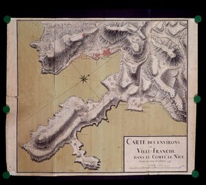 Map of the Surroundings of Villefranche in the Count of Nice Levee in October 1748 by French School