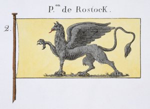 Maritime Flag with Griffin Emblem denoting de Rostock Crest, from a French book of Flags, c.1819 by French School