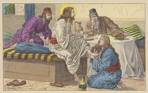 Mary Magdalene at the feet of Jesus by French School