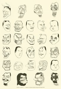 Japanese Masks (engraving) by French School