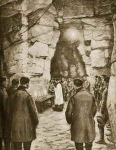 Mass Being Taken Before Battle Within the French Caves by French School