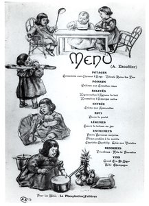 Menu created by Auguste Escoffier for Children and Babies by French School