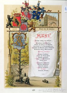 Menu, possibly from Le Bernois, 14th January 1888
