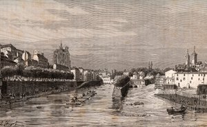 Metz - view of port Saint-Georges - Moselle - engraving in 