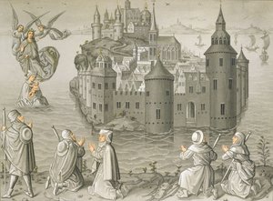 Miracle of the Virgin Mary saving pilgrims at Mont Saint-Michel by French School
