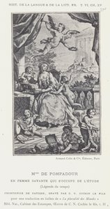 Mme De Pompadour, as a Learned Woman Engaged in Study, Legend of the Time by French School